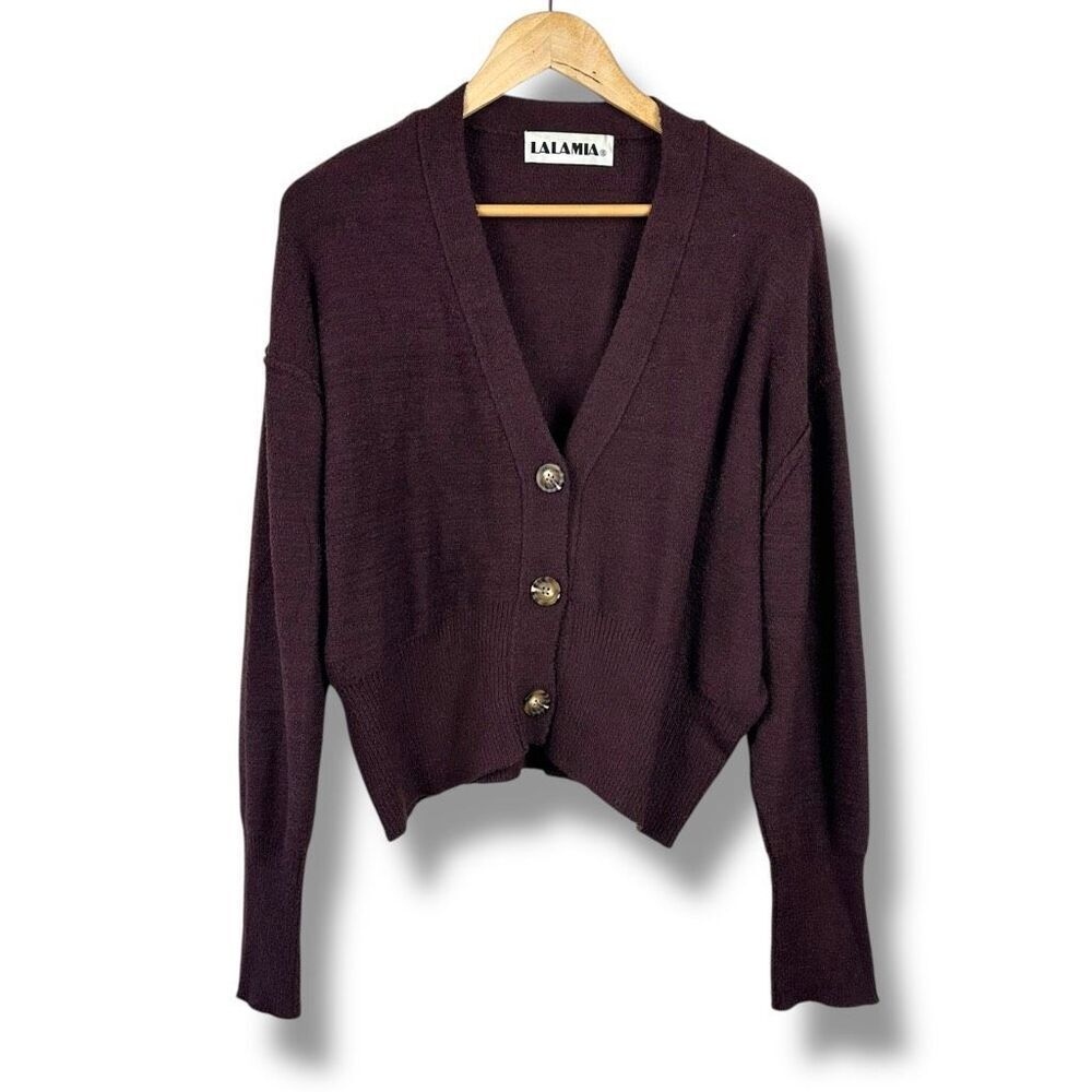 LaLa Mia Women's S Fuzzy Knit Cardigan Sweater Chocolate‎ Brown Cozy Loungewear